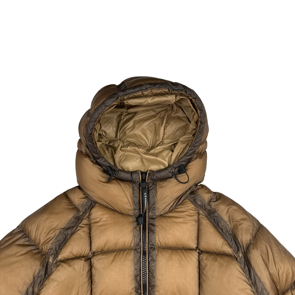 CP Company Brown Down Filled DD Shell Goggle Puffer Jacket - Large