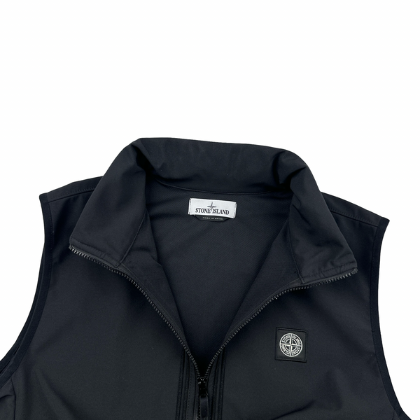 Stone Island 2022 Black Soft Shell-R Gilet - Large