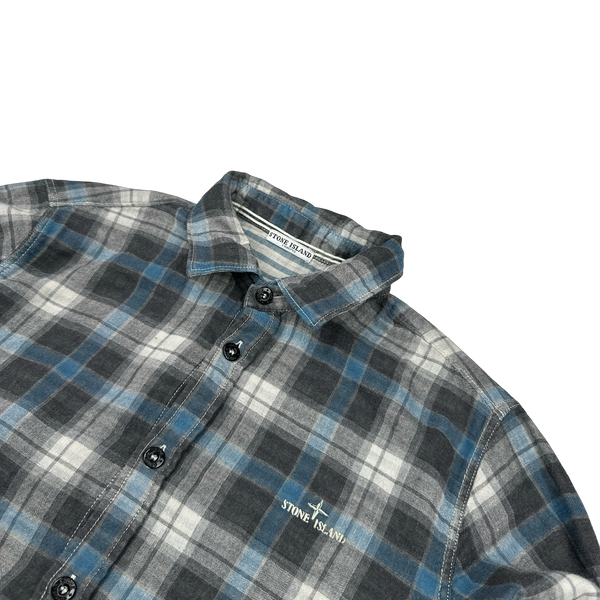 Stone Island 2011 Blue Cotton Plaid Buttoned Shirt - Medium