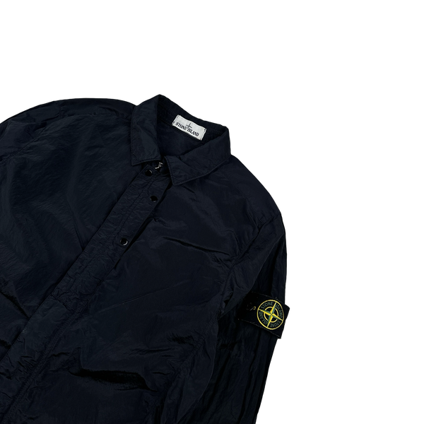 Stone Island Navy Blue Nylon Metal Shimmer Overshirt - Medium