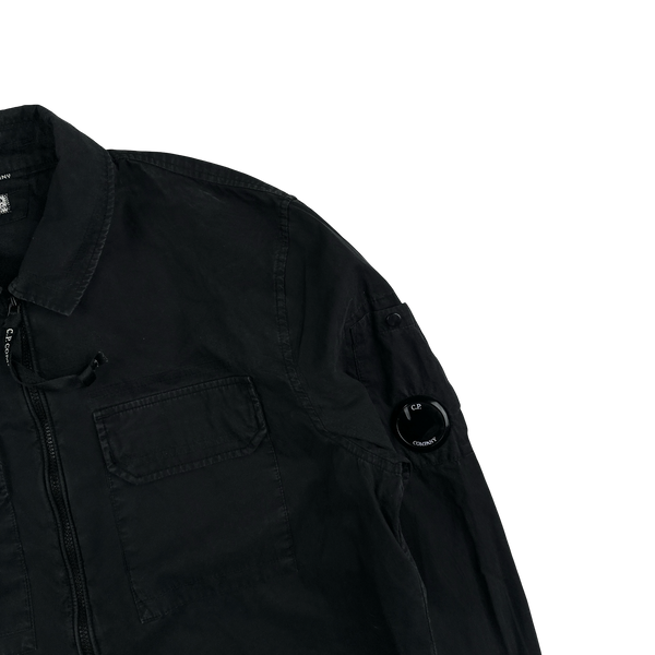 CP Company Black Zipped Cotton Overshirt - Small