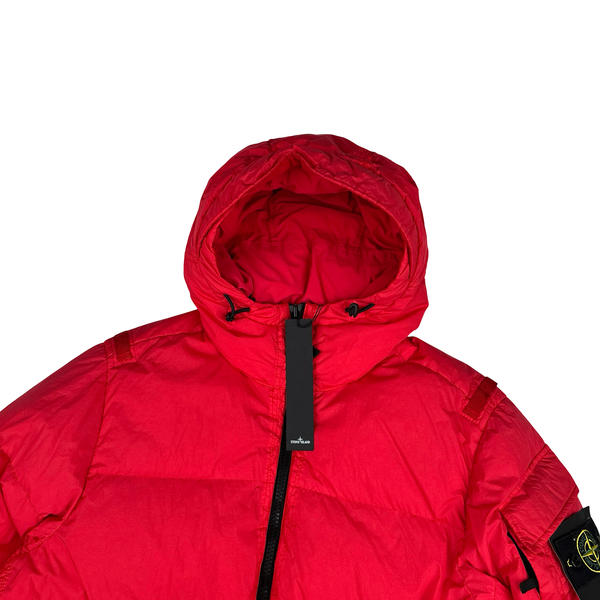 Stone Island 2022 Red Crinkle R-NY Down Puffer Jacket - Medium