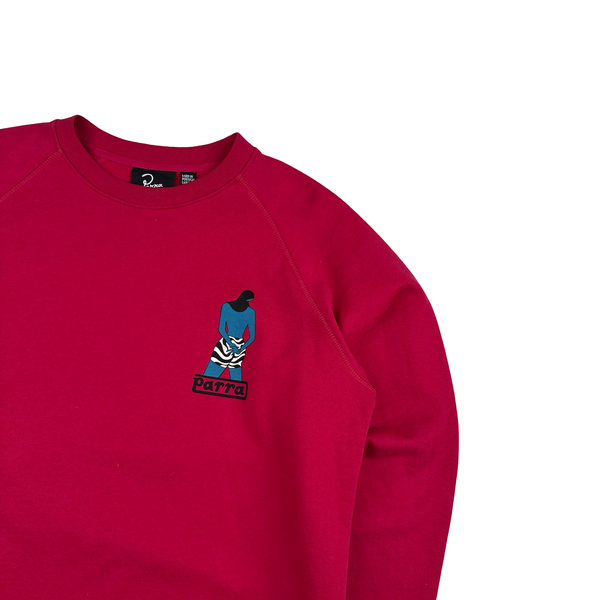 Parra Spellout Graphic Pink Cotton Jumper - Large