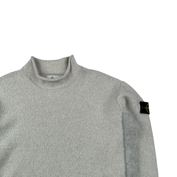 Stone Island 2022 Grey Mock Neck Knit Jumper - Large