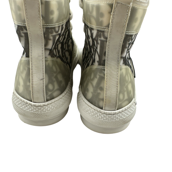 Dior Oblique Monogram High Top White Trainers - UK 9