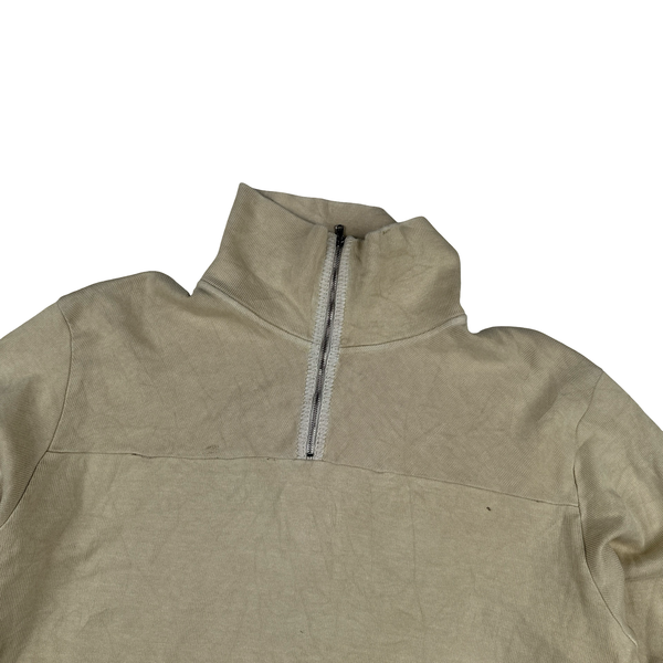 Stone Island 2000 Cotton Cream Quarter Zip Crewneck Jumper - XL