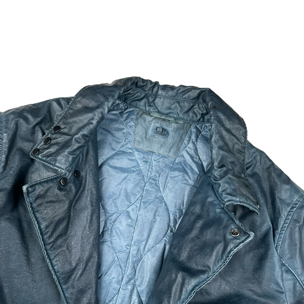 CP Company Blue Nyber Long Garment Dyed Jacket - Large