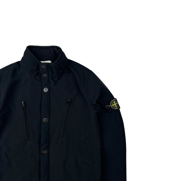 Stone Island Black Soft Shell Fleece Lined Jacket - Small