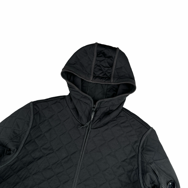 CP Company Black Lens View Diamond Detailing Zip Up Hoodie -  XXL