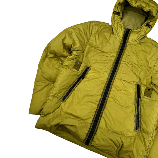 Stone Island 2021 Mustard Yellow Crinkle NY Down Puffer Jacket - Medium