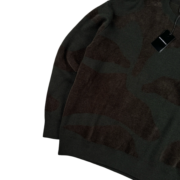 Emporio Armani Logo Wool Blend Camo Crewneck Jumper - Large