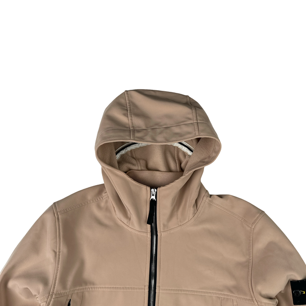 Stone Island 2021 Pale Pink Soft Shell E Dye Hooded Jacket - Small
