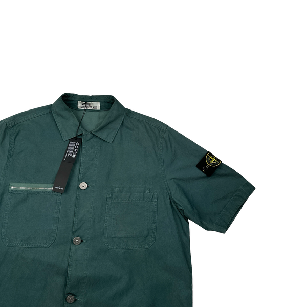 Stone Island 2023 Sea Green Cotton Cupro Short Sleeve Overshirt - Small