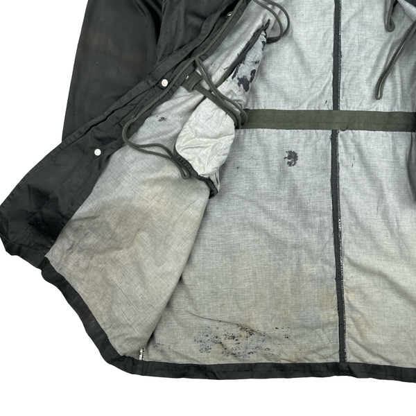 Stone Island Vintage Khaki Green Raso Gommato Long Jacket - XL