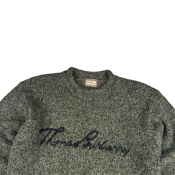 Burberry Green Knitted Spellout Jumper - XL