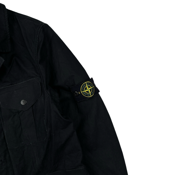 Stone Island 2007 Black Cotton Ventile Buttoned Blazer Jacket - Small