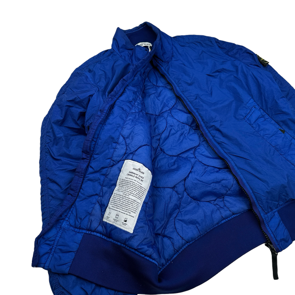 Stone Island 2015 Blue Crinkle Reps Padded Bomber Jacket - Large