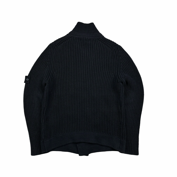 Stone Island 2012 Navy Ghost Piece Double Breasted Cotton Knit Buttoned Cardigan - XL