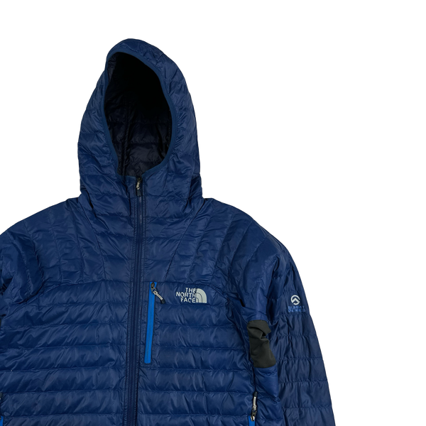 North Face Summit Series Blue Down Filled Lightweight Hooded Jacket - Small