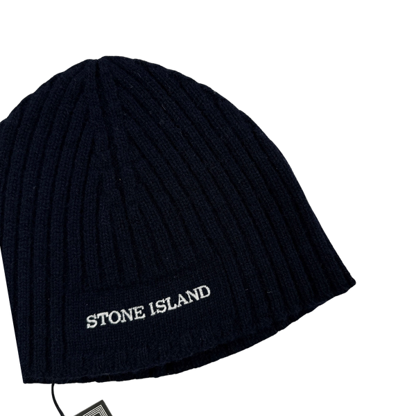 Stone Island 2005 Navy Wool Spellout Beanie