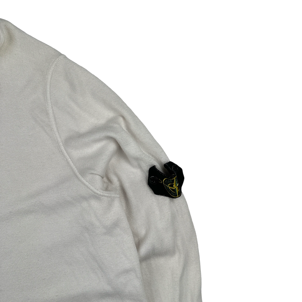 Stone Island 2008 White Cotton Buttoned High Neck Pullover - XXL