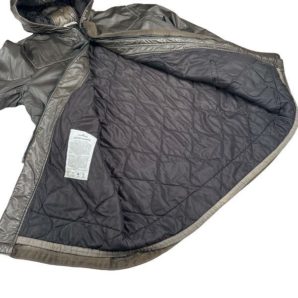 Stone Island 2012 Khaki Mussola Gommata Quilted Parka Jacket - 3XL