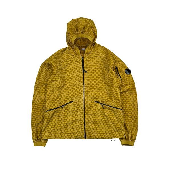 CP Company 3D Dark Yellow Air Net Zipped Hooded Jacket - Large