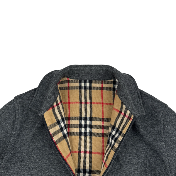 Burberry Grey Wool Nova Check Collar Lined Jacket - XL