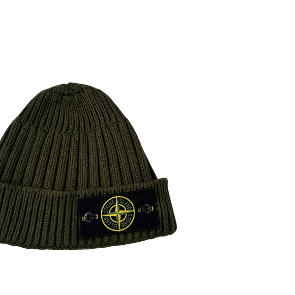 Stone Island 2011 Khaki Ribbed Wool Badge Beanie