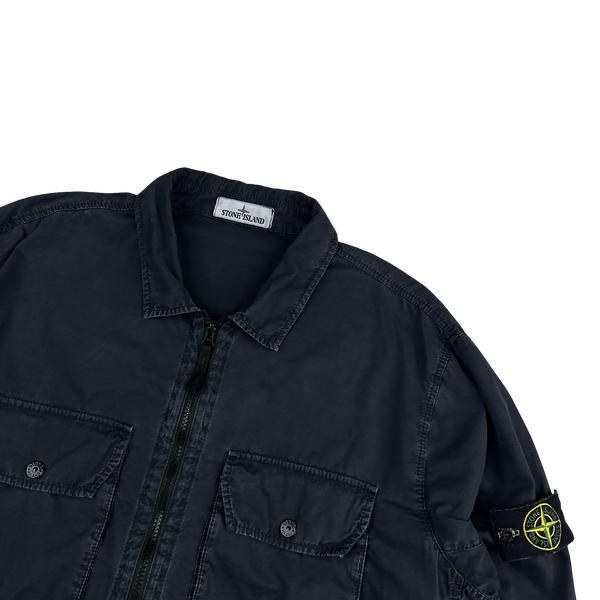 Stone Island 2021 Navy Cotton Double Pocket Overshirt - 3XL