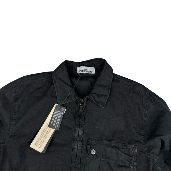 Stone Island 2024 Black Garment Dyed Overshirt - Large