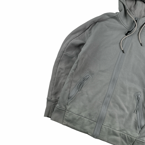 CP Company Grey Cotton Goggle Hoodie - Small