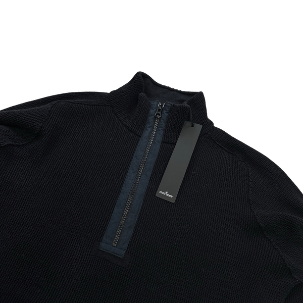 Stone Island 2022 Midnight Navy Quarter Zip Knit Jumper - Small