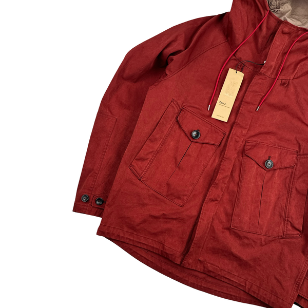 Ten C Red Chest Pocket Lined Hood Tempest Anorak Jacket - Large
