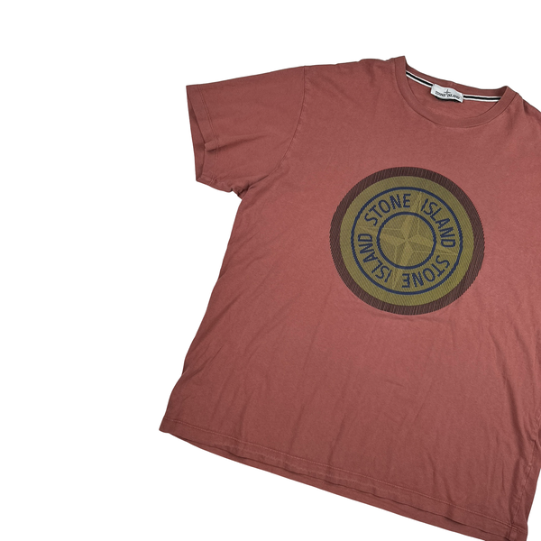 Stone Island Red 3D Rubber Logo T Shirt - 3XL