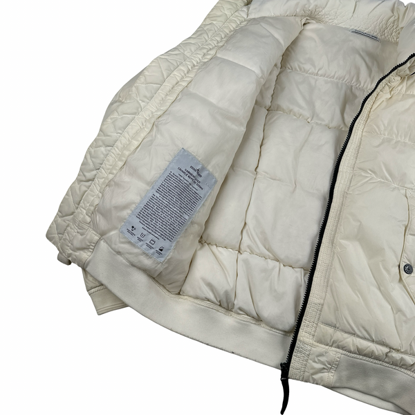 Stone Island 2018 White Garment Dyed Crinkle Reps Puffer Jacket - Small