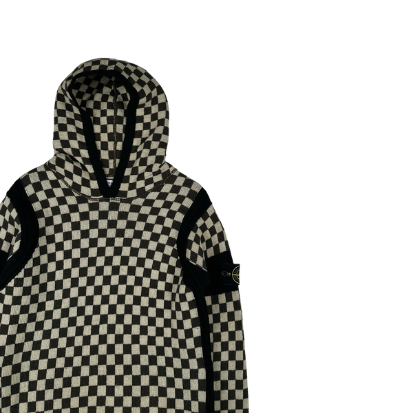 Stone Island 2010 Chequered Sample Wool Knit Hoodie VERY RARE - Medium