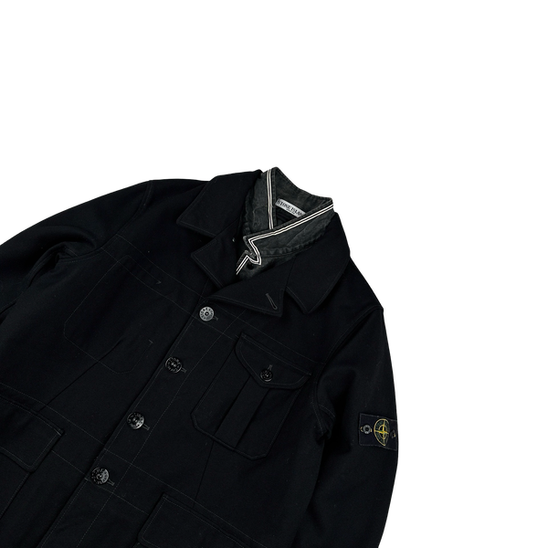Stone Island 2008 Black Wool Lined Dutch Rope Duffle Jacket - XL