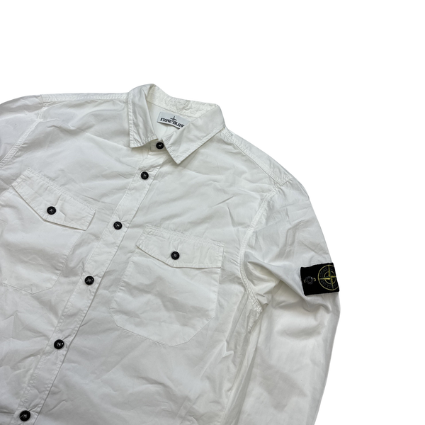 Stone Island White Thick Brushed Cotton Overshirt - XXL