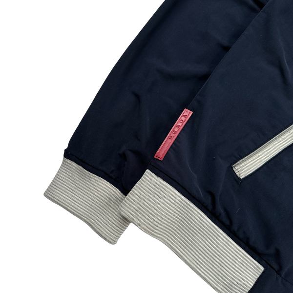 Prada Navy Nylon Stretch Zipped Jumper - Medium