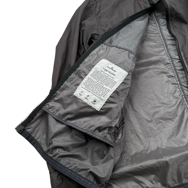 Stone Island 2019 Grey Lamy Velour Hooded Jacket - Large