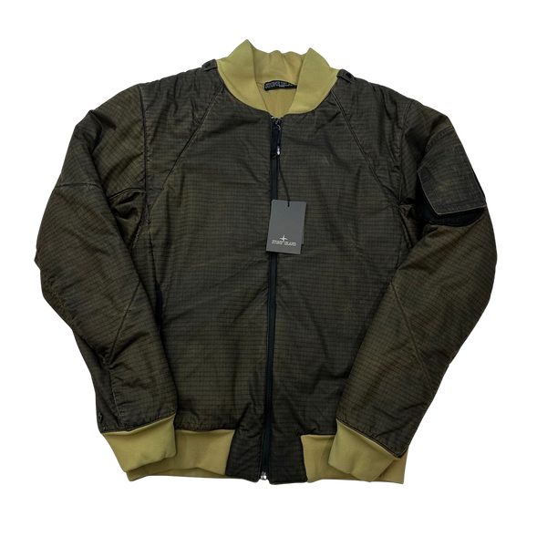 Stone Island 2010 Shadow Project Cotton Lined Khaki Grid Rip Stop Bomber Jacket - Large