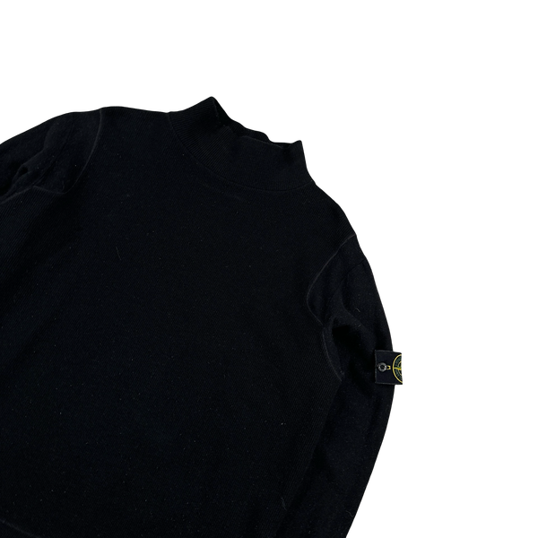 Stone Island 1999 Black Wool Vintage Pullover Mock Neck Jumper - XL