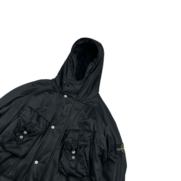 Stone Island Early 2000's Black Nylon Mesh Multipocketed Jacket - XL