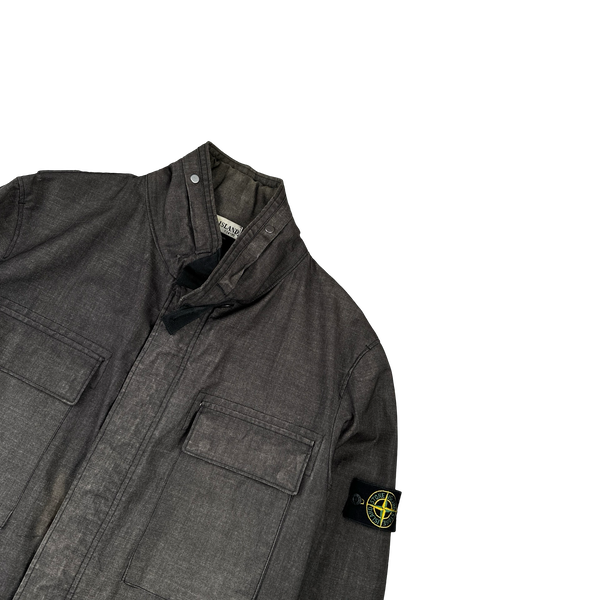 Stone Island Charcoal Lino Flax Mulitpocket Field Jacket - Medium