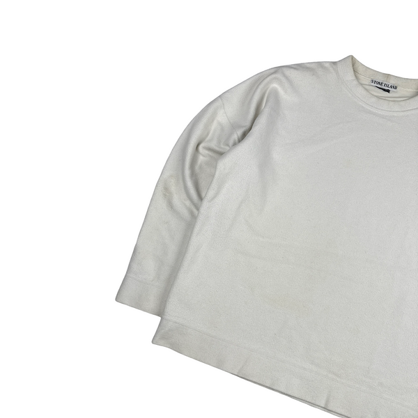 Stone Island Vintage White Fleecd Cotton Pullover Jumper - XL