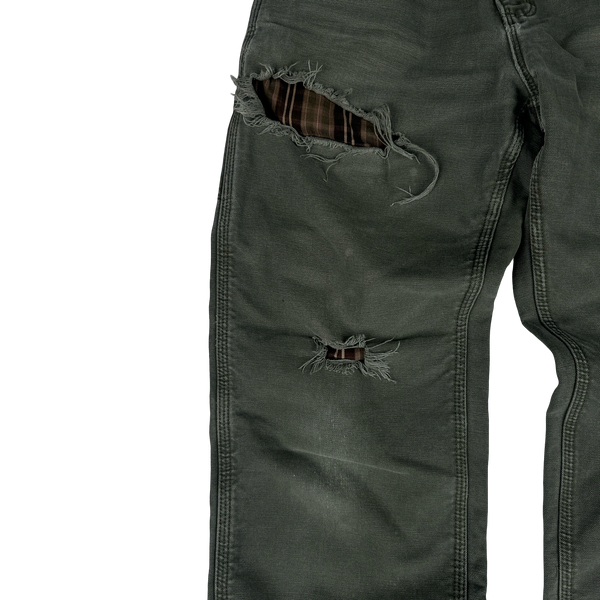 Carhartt Sage Green Distressed Carpenter Cargo Trousers - 30"