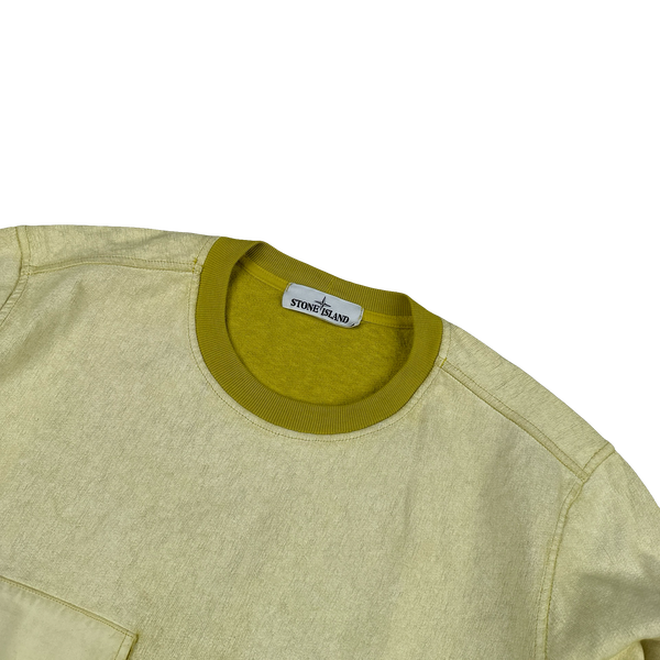 Stone Island 2020 Yellow Tela Placcata Crewneck Sweatshirt - Large