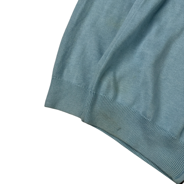 Fred Perry Baby Blue Zipped High Neck Knit - Large