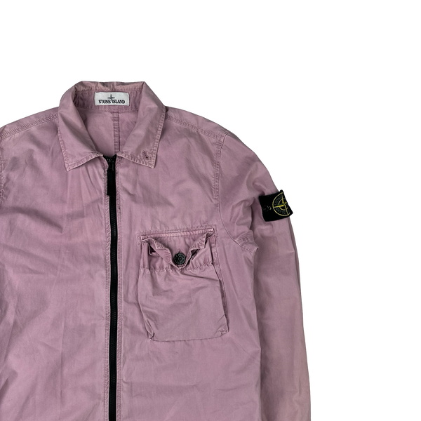 Stone Island 2020 Pink Zipped Cotton Overshirt - Small